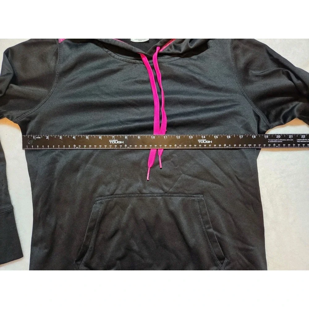 296. Danskin Now Girls M 8-10 Black Pink Hooded Athletic Pullover Hoodie